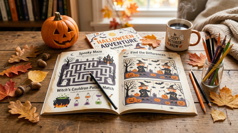 Halloween activity book KDP interior spooky puzzle pages