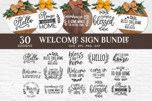 Farmhouse round welcome sign SVG bundle for rustic wedding decor