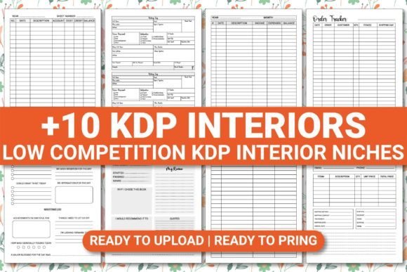 Preview of 10+ ready-to-upload KDP interior templates designed for low-competition niches.