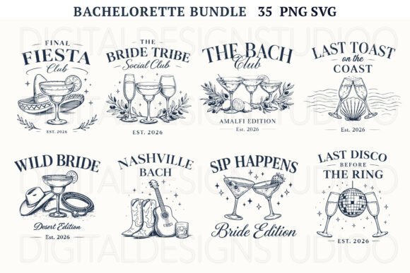 Bachelorette SVG bundle with trendy Bach Club and Bride Era designs