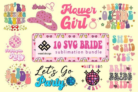 Bachelorette party SVG bundle with Bride Squad and Team Bride designs