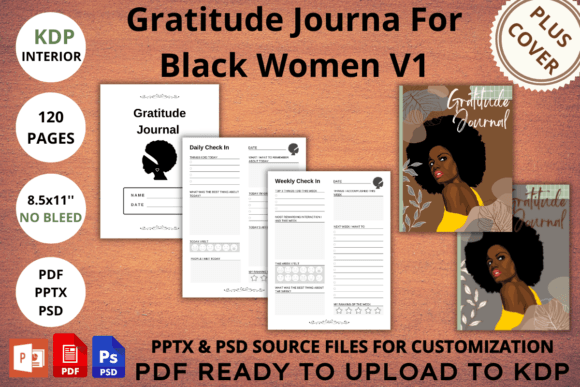 Gratitude journal KDP interior and cover bundle