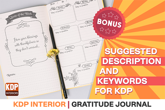 Weekly gratitude journal KDP interior with quote pages
